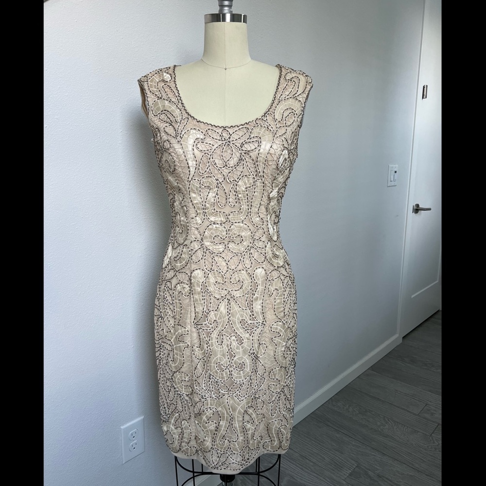 Sue Wong champagne color beaded dress